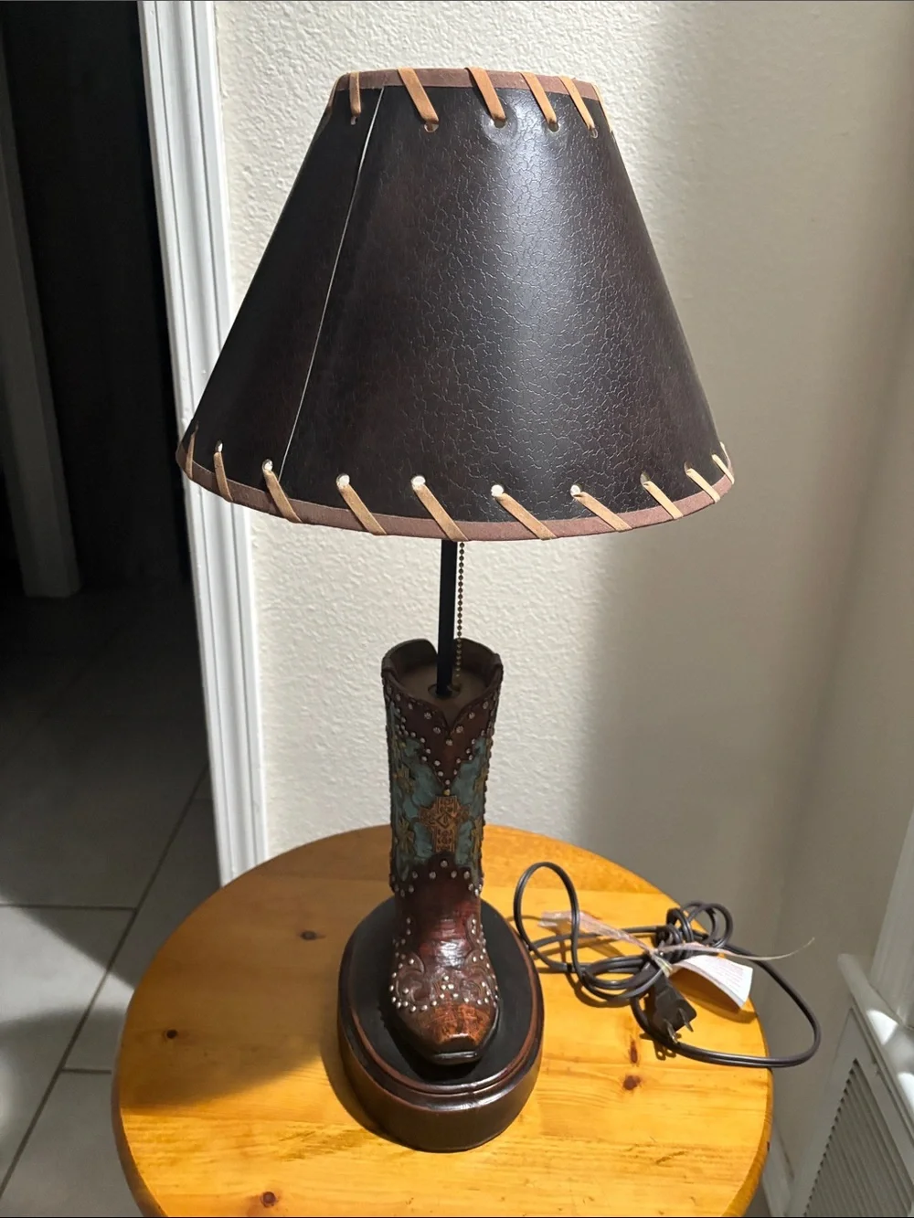 Rainbow Inc Rustic Brown Cowboy Boot Table Lamp with Brown Shade